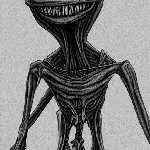 Image similar to alien grey, tall, very thin, terrifying, grimdark, photorealistic