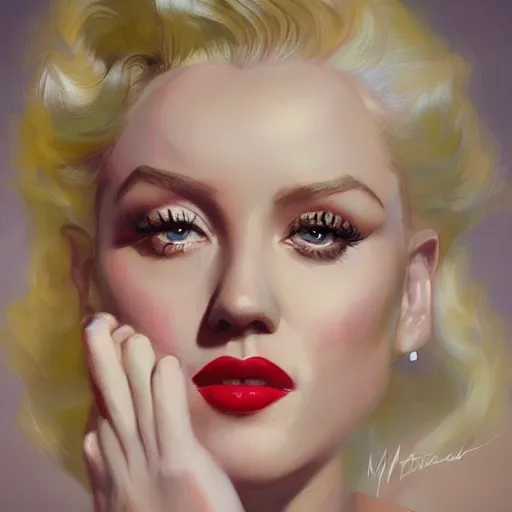 Prompt: Portrait of a Olivia Taylor Dudley as Marilyn Monroe by Ruan Jia and Mandy Jurgens and Artgerm and william-adolphe bouguerea, highly detailed, trending on artstation, award winning,