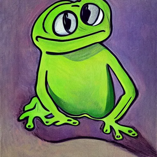 Prompt: portrait of Pepe the Frog by Otto Dix,