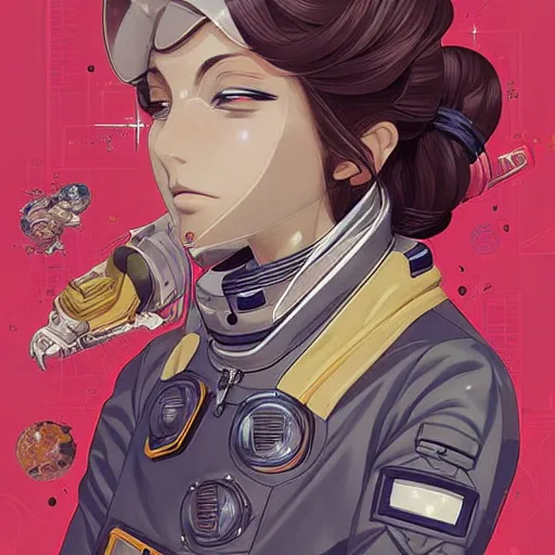 Prompt: anime manga portrait young woman astronaut , intricate, elegant, highly detailed, digital art, ffffound, art by JC Leyendecker and sachin teng