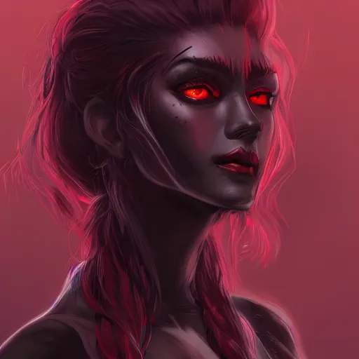 Image similar to dark witch character red and black colors, highly detailed, digital painting, artstation, concept art, smooth, sharp focus, illustration