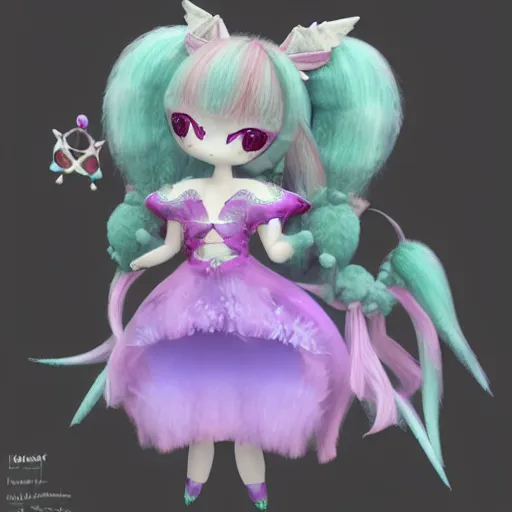 Prompt: cute fumo plush of an adorable fae with a fractal pattern dress of mystical importance, magical girl, vray