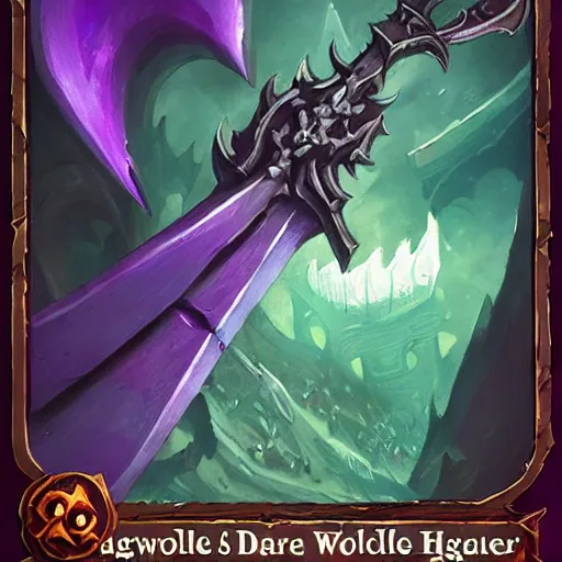 Image similar to violet daggers, dark daggers, poisonous daggers, hearthstone weapon card art, by greg rutkowski