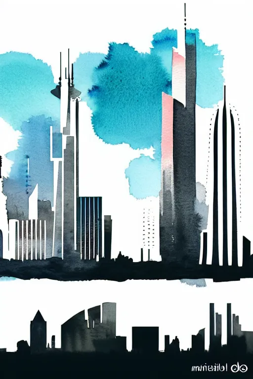 Image similar to minimalist watercolor art of frankfurt, illustration, vector art