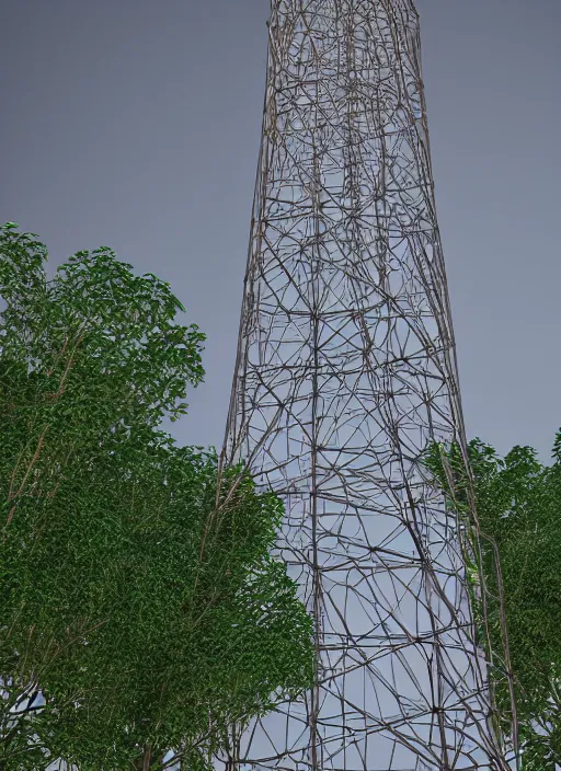 Prompt: highly detailed realistic architecture 3 d render of a stele shukhov tower standing in a city park, archdaily, made in unreal engine 4 octane render