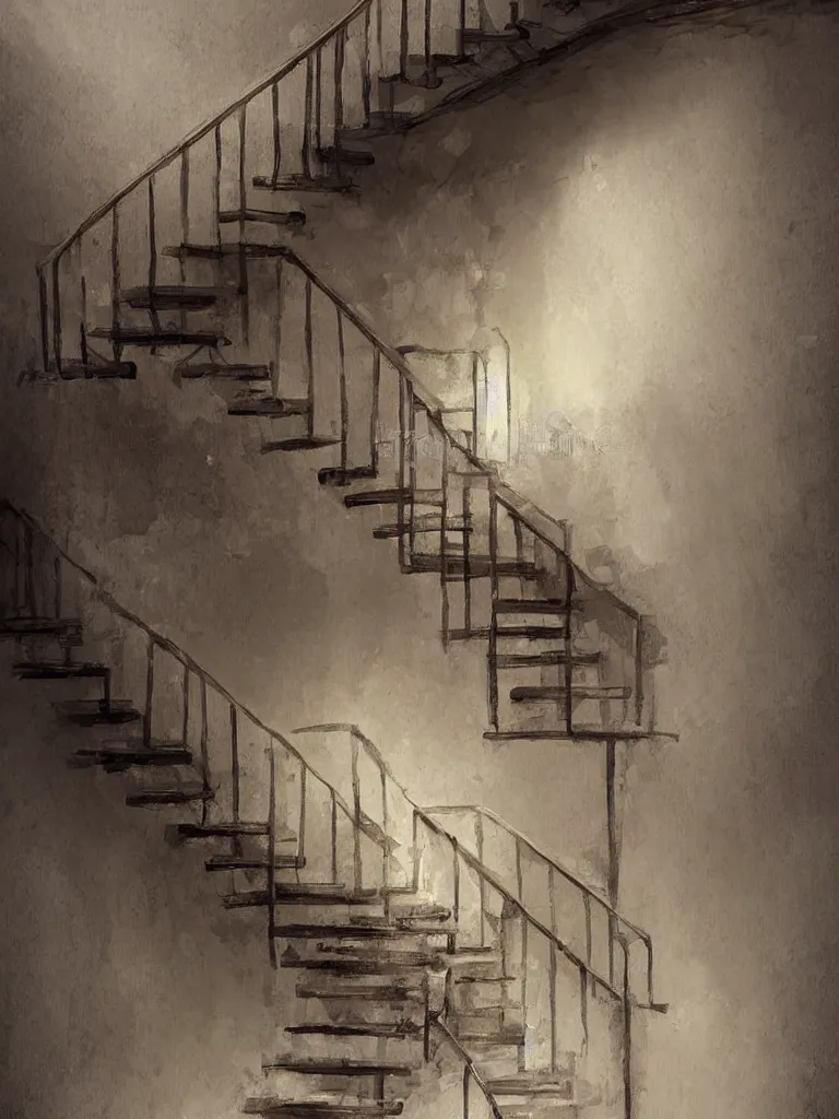 Image similar to down a basement staircase digital painting concept art smooth sharp focus hyperrealistic illustration artstati