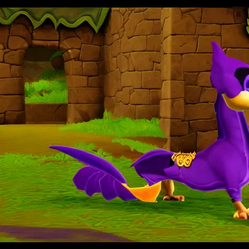 Prompt: screenshot of a griffin bard as an npc in spyro the dragon video game, with playstation 1 graphics, activision blizzard, upscaled to high resolution