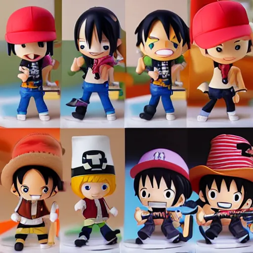 Prompt: high quality portrait flat matte painting of one piece in the style of nendoroid and Toon toys , flat anime style, thick painting, medium close-up