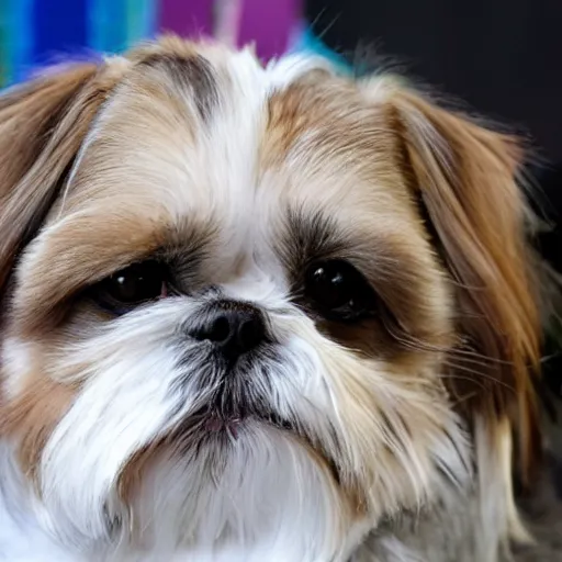 Image similar to a shih tzu, mixed with tabby cat