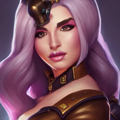 Image similar to portrait of Caitlyn from League of Legends, by Fortiche Studio, from Netflix's Arcane, trending on artstation,fine details, realistic shaded, fine-face, Steampunk city on the background, painted texture, pretty face,by Artgerm