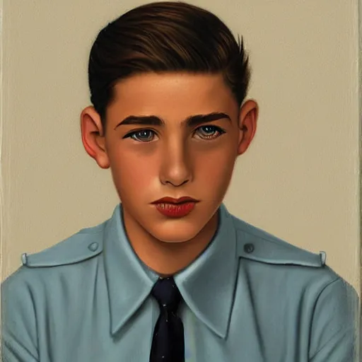 Image similar to 1 9 5 0 s rebel teen male at the police station, art by wes hempel