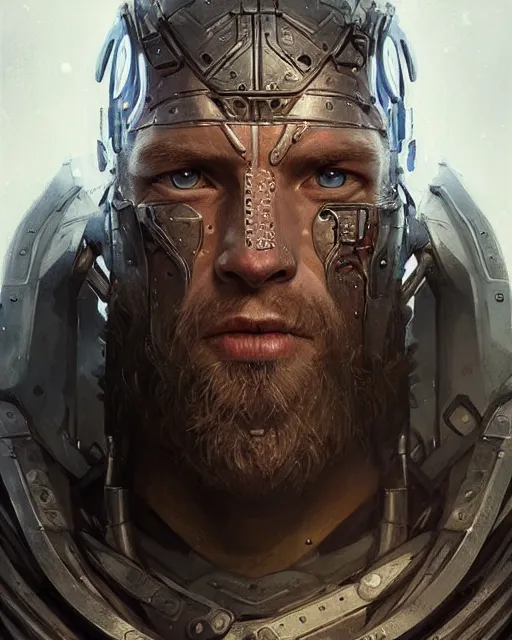 Prompt: portrait of a viking cyborg at clapham south tube station, real life skin, intricate, highly detailed, artstation, concept art, smooth, sharp focus, art by artgerm and greg rutkowski