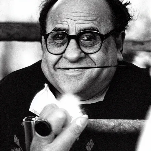 Image similar to Danny Devito smoking a cigar