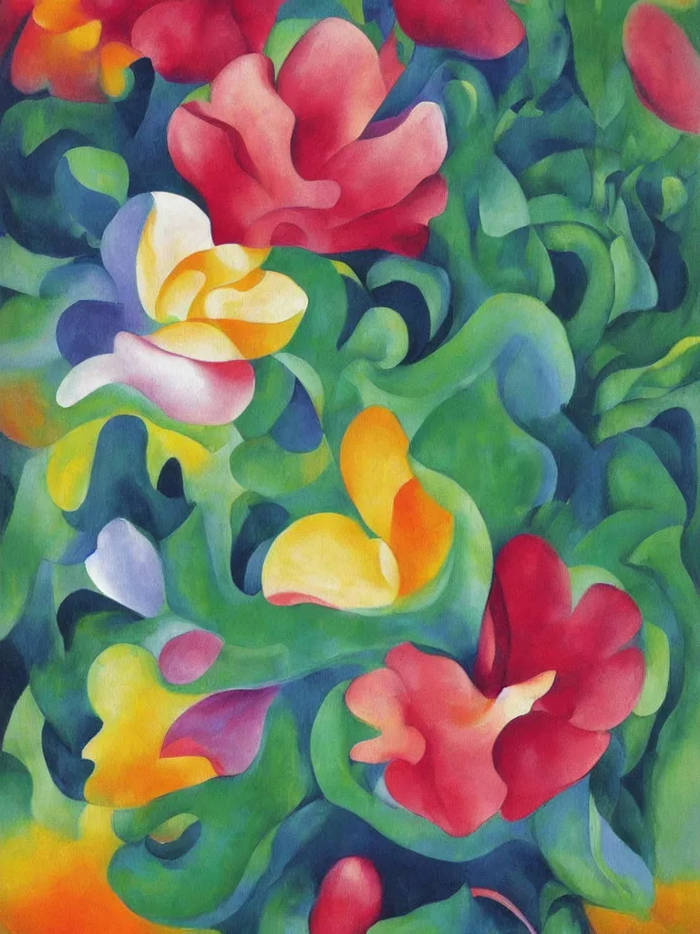 Image similar to an abstract painting of a beautiful flower by georgia o'keeffe,