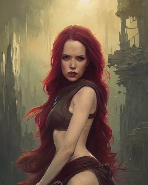 Image similar to detailed painting of mara jade, science fiction, ethereal, greg rutkowski, magali villeneuve and monet