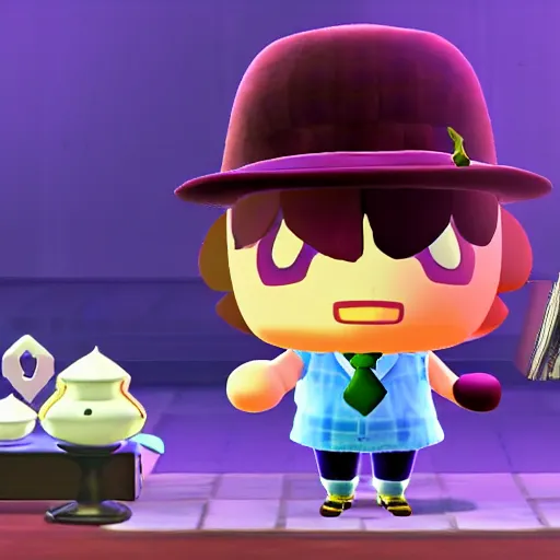 Image similar to a still of from the movie a clockwork orange crossover with the game animal crossing : new leaf