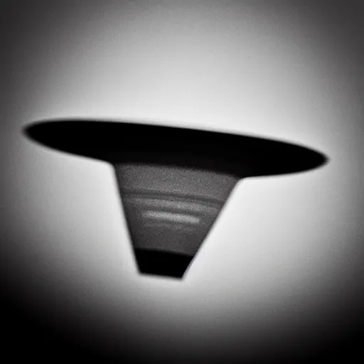 Prompt: blurry black and white photo of a ufo,