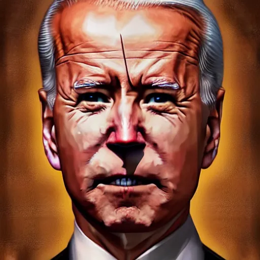 Prompt: a disco elysium portrait of Biden by Aleksander Rostov, highly detailed, symmetry