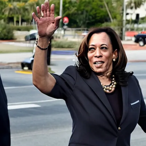 Prompt: kamala Harris doing the wakanda forever salute