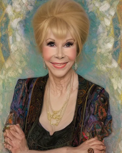 Prompt: portrait of a barbara eden by Mandy Jurgens and Richard Schmid and chuck close and mucha