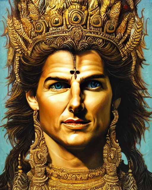 Image similar to hyperrealistic photo portrait of Tom Cruise as the Hindu God Vishnu