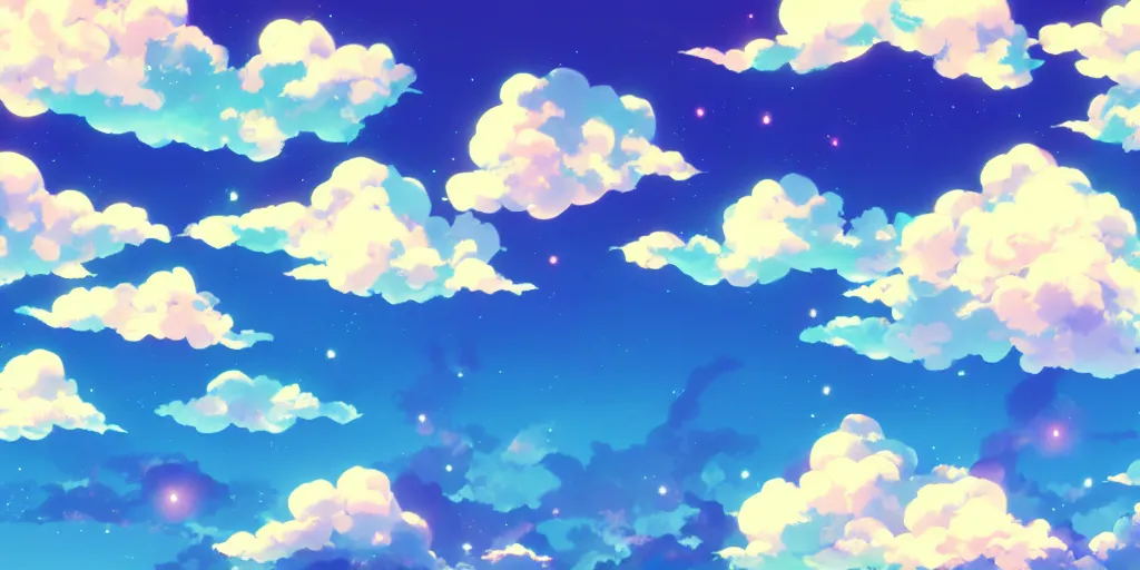 Image similar to A background for an anime-themed social media profile sky bright clouds bloom effect from Skyrim blender studio ghibli clouds