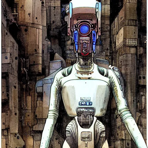 Image similar to Digital portrait of a cyborg from Ghost in the machine by Enki bilal and Moebius and francois Schuiten, cyberpunk, impressive perspective, aesthetic, masterpiece