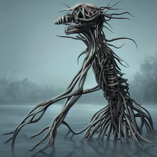 Prompt: long creature made entirely out of limbs, digital art, morbid, surreal concept art, illustration, high quality, detailed, hd, 4 k, trending on artstation