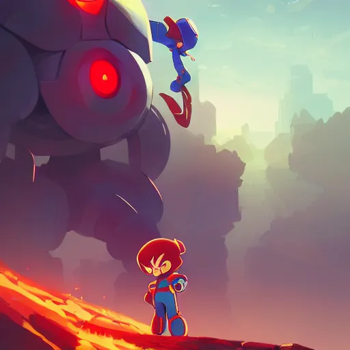 Image similar to hero world mega man, behance hd by jesper ejsing, by rhads, makoto shinkai and lois van baarle, ilya kuvshinov, rossdraws global illumination