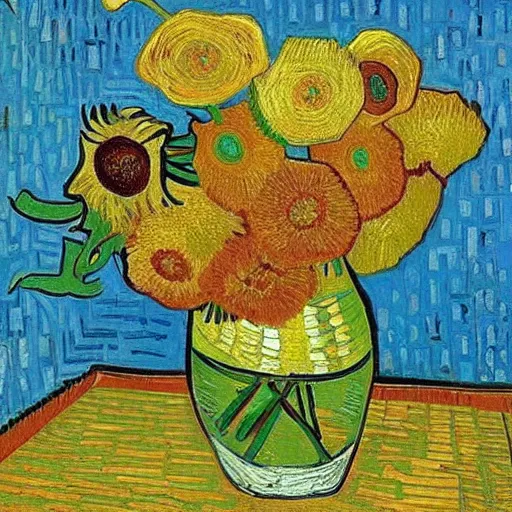 Image similar to an unusually beautiful bouquet in the sunny room of his beloved wife, wrote van gogh