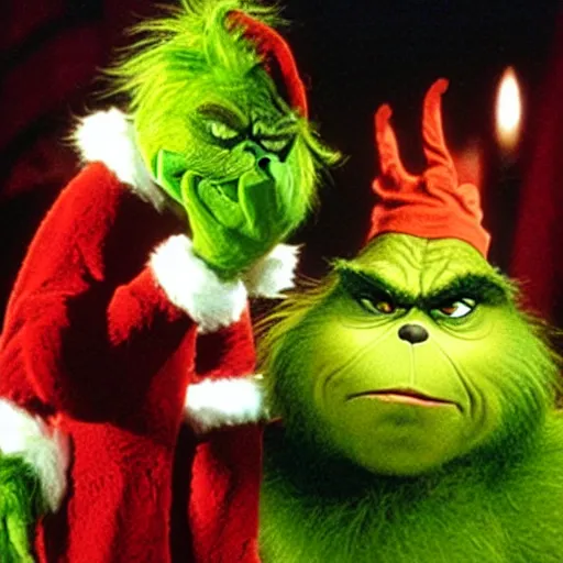 Image similar to The grinch , sticking his middle fingers up