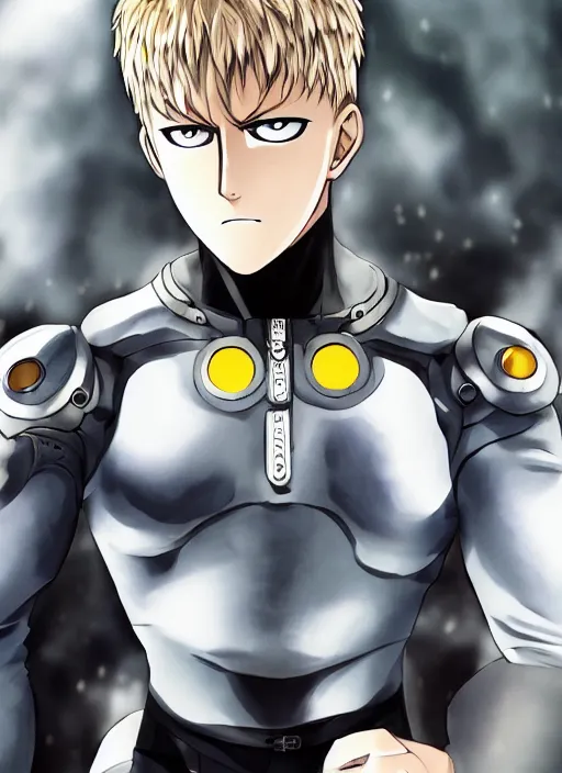 Image similar to A full portrait photo of real-life genos one punch man, f/22, 35mm, 2700K, lighting, perfect faces, award winning photography.