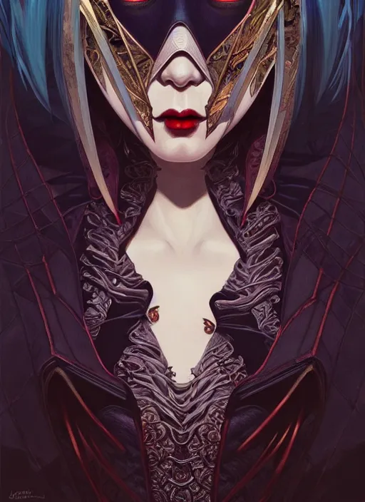 Prompt: hyper detailed ultra sharp painting of a elite vampire count. trending on artstation, warpaint aesthetic, darkwave, gothic, eerie, ornate, intricate, digital painting, concept art, smooth, sharp focus, illustration, art by artgerm and james jean, gilleard james and alphonse mucha, 8 k