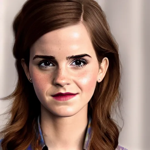 Image similar to pixar animation of emma watson, headshot, movie trailer