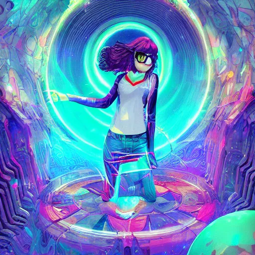 Image similar to skill magic geek inside matrix deepdream radiating a glowing aura stuff loot legends stylized digital illustration video game icon artstation lois van baarle, ilya kuvshinov, rossdraws,