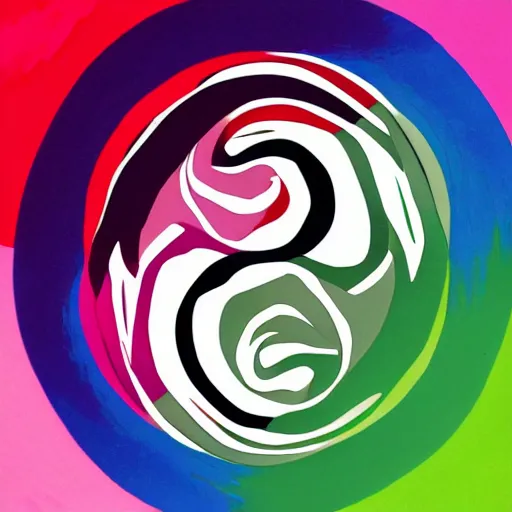 Prompt: a ying yang swirled like a sunday