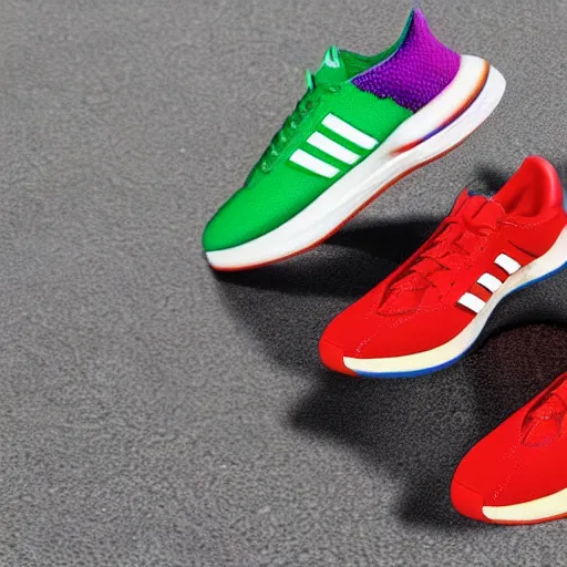 Image similar to a new colourful Adidas shoes, made of candies. Realistic. 8k. unreal 5. award-winning.