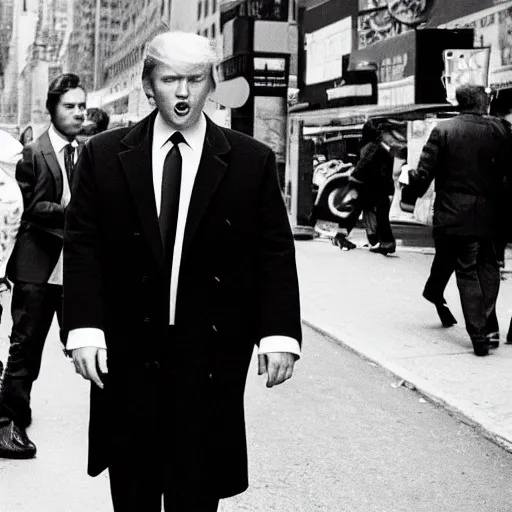 Image similar to photo of young donald trump in new york, black and white, by gilbert weingourt
