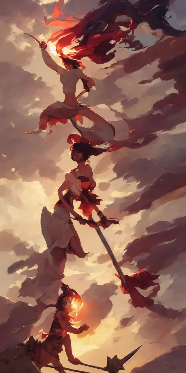 Prompt: woman wielding a scimitar and casting magic, behance hd artstation by jesper ejsing by rhads, makoto shinkai and lois van baarle, ilya kuvshinov, ossdraws