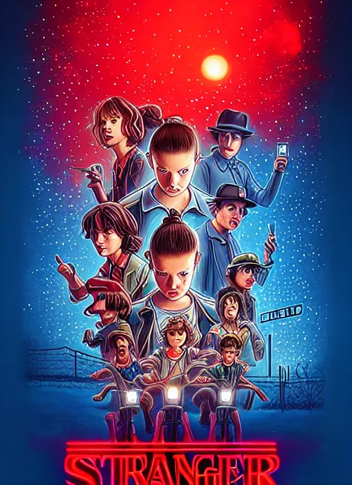 Image similar to poster stylized minimalist stranger things loftis, cory behance hd by jesper ejsing, by rhads, makoto shinkai and lois van baarle, ilya kuvshinov, rossdraws global illumination