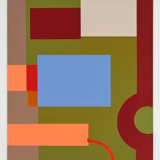 Image similar to A painting of an iphone, abstract painting in the style of Sophie Taeuber-Arp and Gary Hume and Tatsuro Kiuchi, flat colour-block style, geometric abstraction, earthy colours