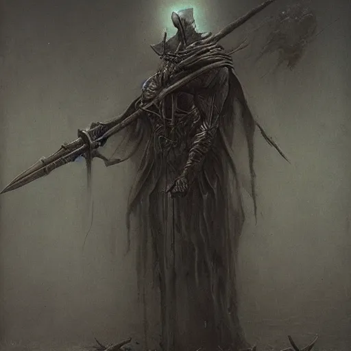 Image similar to dark elf executioner concept, beksinski