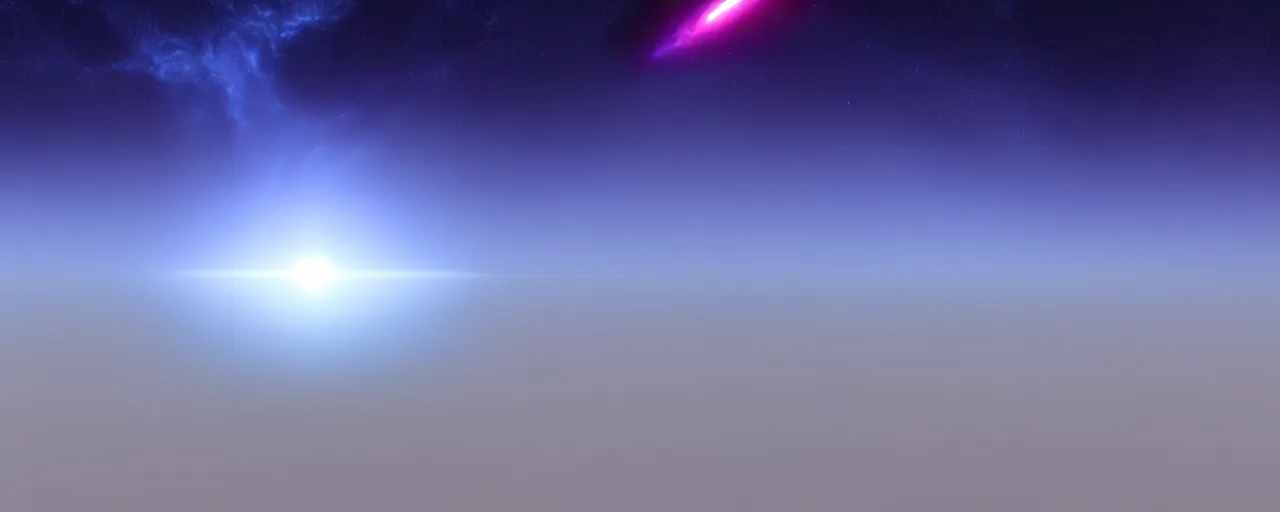 Image similar to minimalist cinematic scifi render of atmospheric space, nebula, homeworld skies, volumetric lighting, 4 k, 8 k, hd