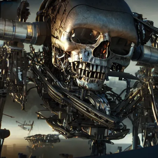 Image similar to 1 millions terminators, 8k resolution, high detail, ULTRA-REALISTIC VFX, reflections