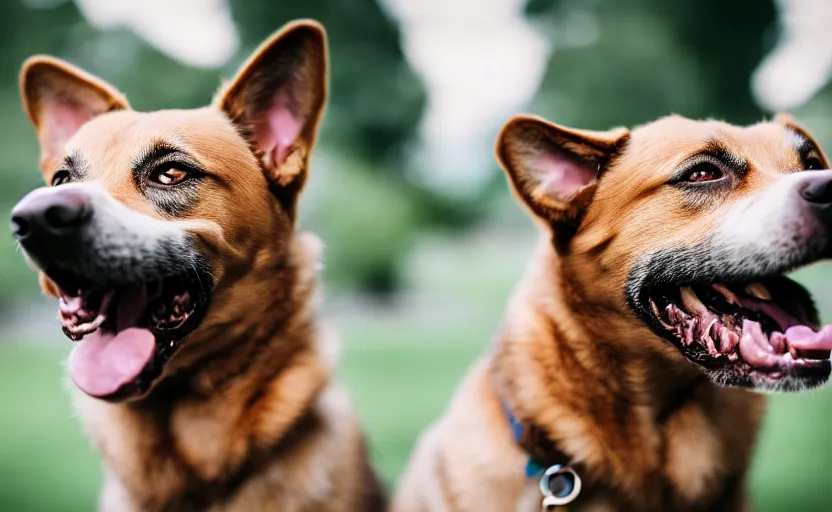 Prompt: portrait of a happy smiling dog, natural light, detailed face, cinematic lighting, 8 k