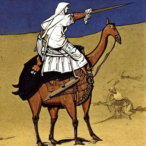 Image similar to crusader riding a goose into battle