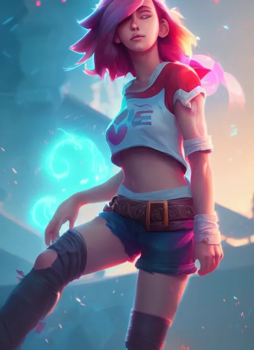 Image similar to annie from league of legends, splash art, path traced, octane render, highly detailed, high quality, digital painting, hd, alena aenami