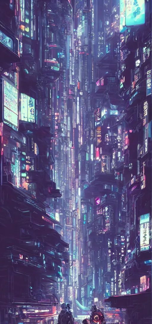 Image similar to cyberpunk robot in future japan at night, concept art, fine details, studio ghibli, cinematic lighting, ghost-in-the-shell, cyberpunk,sci-fi, fantasy, intricate, elegant, highly detailed, digital painting, trending on artstation, concept art, smooth, sharp focus, illustration, by james gurney and greg rutkowski