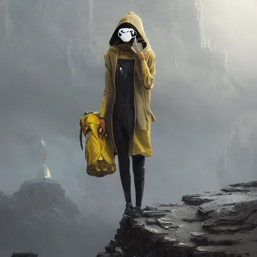 Prompt: luxury advertisement, a highly detailed epic cinematic concept art CG render digital painting artwork of a girl in a grey hoodie with a yellow rebreather half-mask. By Greg Rutkowski, Ilya Kuvshinov, WLOP, Stanley Artgerm Lau, Ruan Jia and Fenghua Zhong, trending on ArtStation, made in Maya, Blender and Photoshop, octane render, excellent composition, cinematic atmosphere, dynamic dramatic cinematic lighting, aesthetic, very inspirational, arthouse