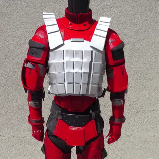 Image similar to futuristic red and white swat armor